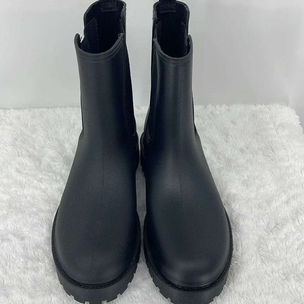 SERRA WOMENS SIZE 7 Black Ankle Rain Boots